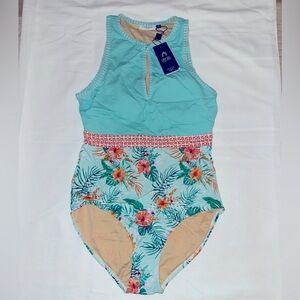 New Cabana Life Women's Coastal Crush Embroidered One Piece Swimsuit